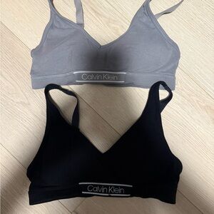 Calvin Klein Black and Gray Bralette Set